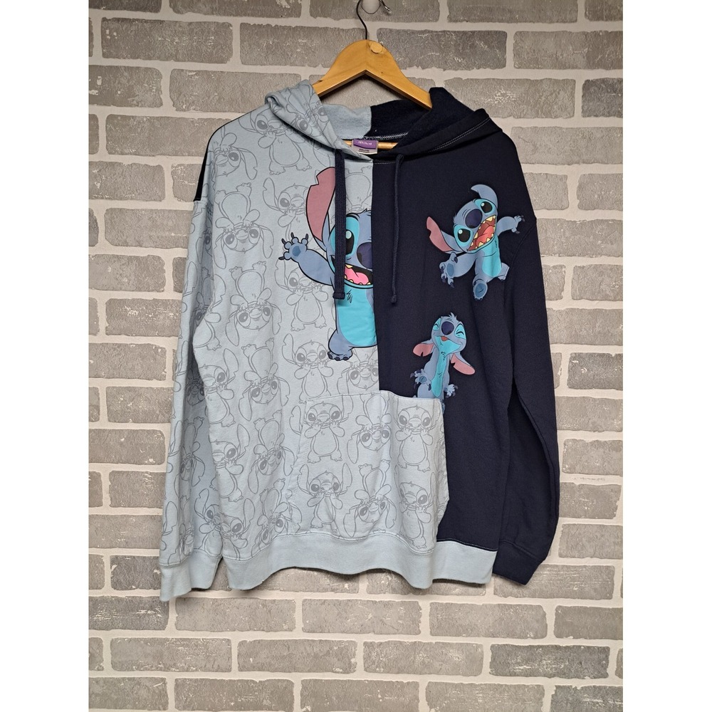Disney Stitch Two-Tone Hoodie - Light Blue and Navy